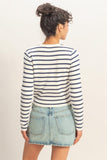 Striped Button-Up Cardigan