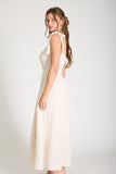 Stripe Smocked Tie Strap Basque Waist Maxi Dress