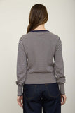 Striped Round Neck Cardigan
