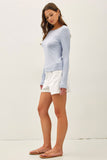 Ribbed Boat Neck Top