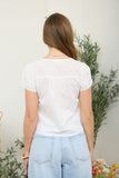 Scalloped Front Tie Lace Trim Top