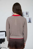 Striped Contrast Trim Knit Cardigan