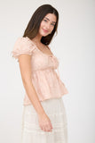 Embroidered Puff Sleeve Top