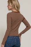 Crew Neck Striped Knit Top