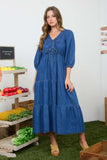 Tiered Denim Midi Dress