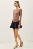 Ribbed Boat Neck Top