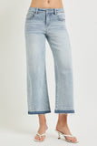 High Rise Crop Wide Geometric Cube Print Jeans
