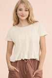 Short Sleeve Shirred Knit Top