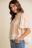 Floral Flutter Sleeve Blouse