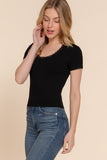 Ribbed Scoop Neck Top