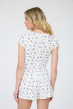 Floral Pointelle Button Front Knit Top