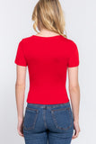 Short Sleeve Double Layer Knit Top