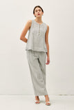 Striped Cotton Gauze Button Up Tank