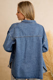 Lace Trim Washed Denim Shacket