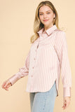 Satin Lace Striped Oversized Dress Shirt