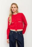 Cropped Contrast Pocket Cardigan