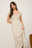 Floral Ruched Midi Dress