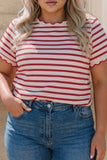 Striped Scalloped Trim Top
