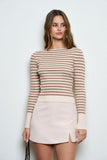 Striped Long Sleeve Boat Neck Sweater