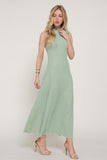 Sleeveless Crinkle Knit Long Dress