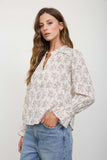 Floral Leaf Print Blouse