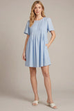 Short Sleeve Woven Pleated Mini Dress
