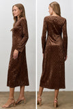 Polka Dot Boat Neck Midi Dress