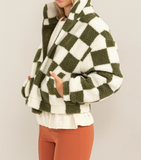 Green Checkered Sherpa Jacket