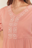 Pink Embroidered Midi Dress