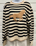 Striped Horse Design Sweater