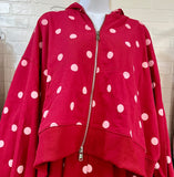 Polka Dot Print Zip Up Sweater