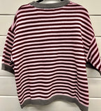 Half Sleeve Contrast Rib Striped Sweater Top