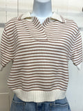 Striped Collared Knit Top