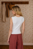 Washed Split U Neck Sleeveless Ribbed Knit Top