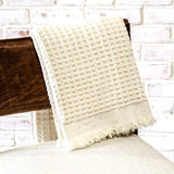 Cream Waffle Fringe Throw