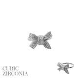 Silver Bow Baguette Ring