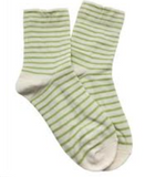 Striped Crew Sock With Ruffled Edge