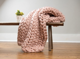 Light Pink Chunky Knitted Throw