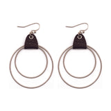 DOUBLE ROUND W/ LEATHER EARRING