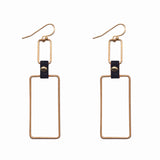 LINKED RECTANGLE WITH LEATHER EARRING