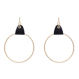 GOLD CIRCLE W/ LEATHER EARRING