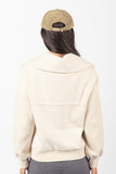 Curvy Cozy Oversized Half Zipper Sweatshirt in Cream