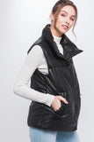 Faux Leather Sleeveless Jacket