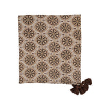 Recycled Cotton Blend Throw with Floral Medallion Print and Tassels