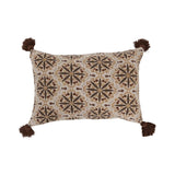 Recycled Cotton Blend Lumbar Pillow with Tassels, Polyester Fill
