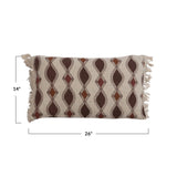 26" x 14" Recycled Cotton Blend Lumbar Printed Pillow w/ Pattern & Fringe