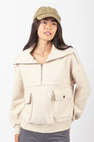 Curvy Cozy Oversized Half Zipper Sweatshirt in Cream