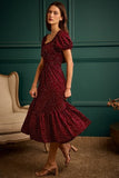 Satin Polka Dot Midi Dress