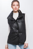 Faux Leather Sleeveless Jacket