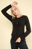 Washed Waffle Knit Top